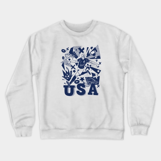 Vintage United States Soccer Player 2022 Grunge Football Crewneck Sweatshirt by SLAG_Creative